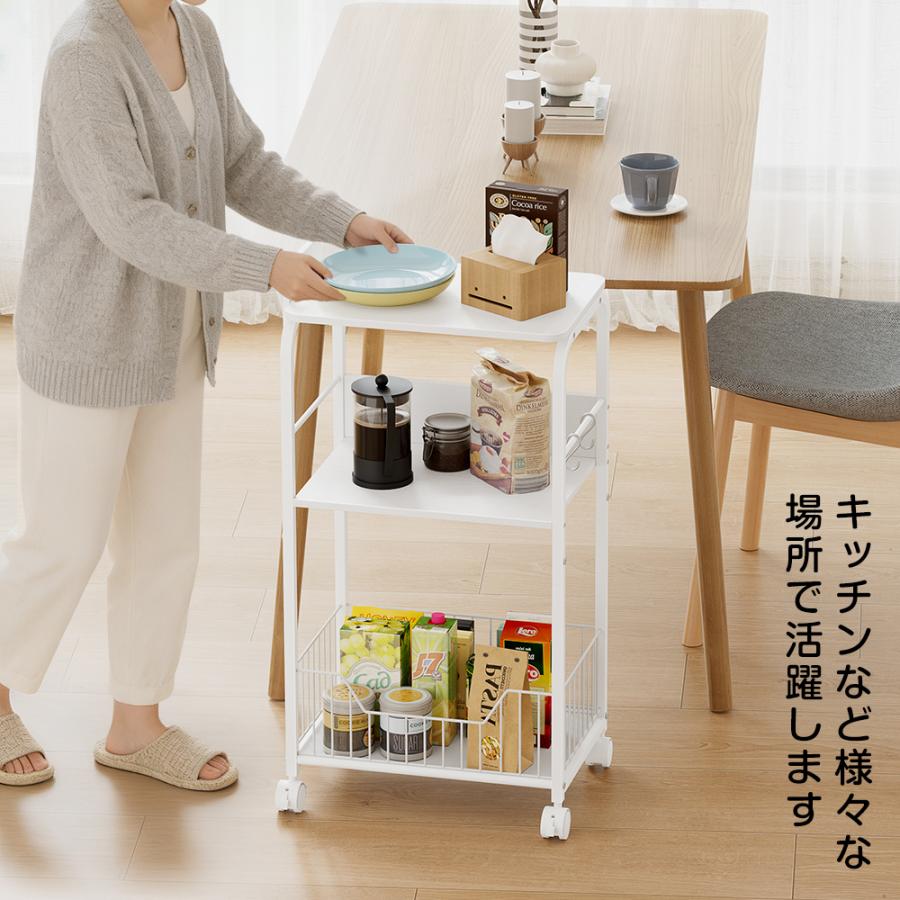 キッチンワゴン 3段 キッチン収納 棚 幅43×奥行30×高さ87.3 キャスター