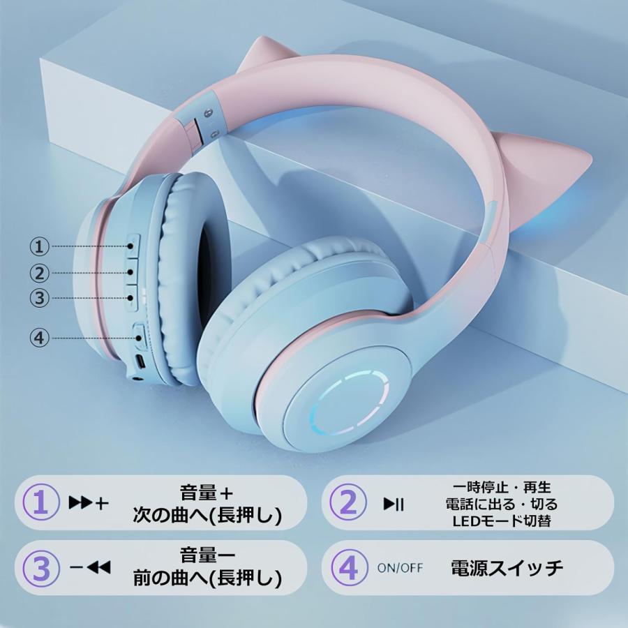 猫耳ヘッドホン Bluetooth マイク付き 可愛い 猫耳 ワイヤレス