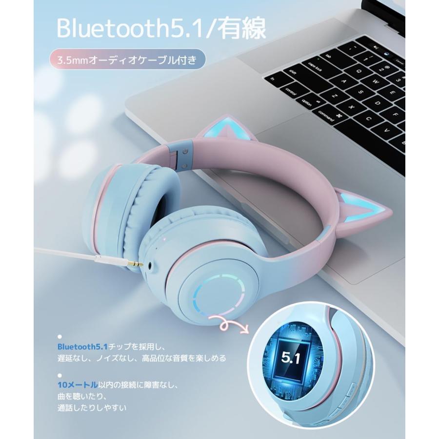 猫耳ヘッドホン Bluetooth マイク付き 可愛い 猫耳 ワイヤレス