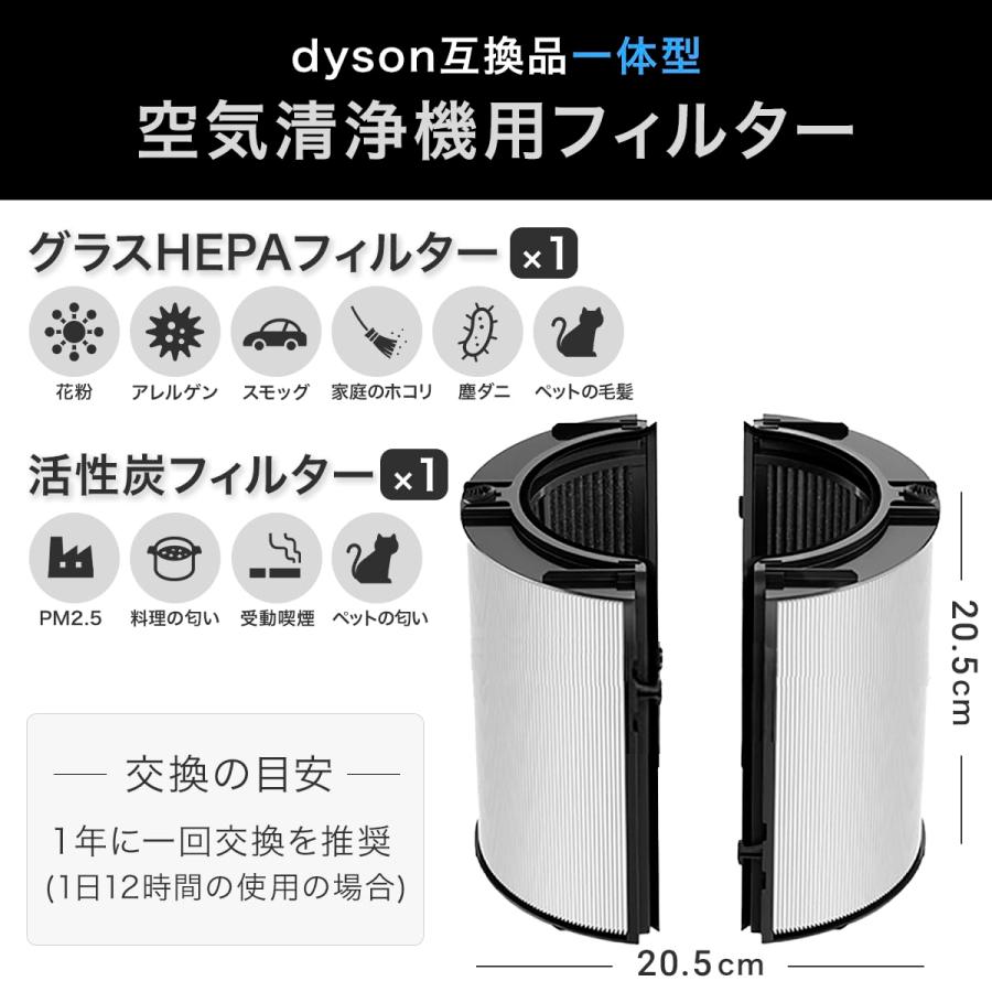 ダイソン dyson 互換 一体型リサイクルグラスHEPA・活性炭フィルター 交換用フィルター HEPA PH04 PH03 HP07 TP07 TP7A PH01 HP04 TP04 DP04用 コンビガラス｜ttwo｜02