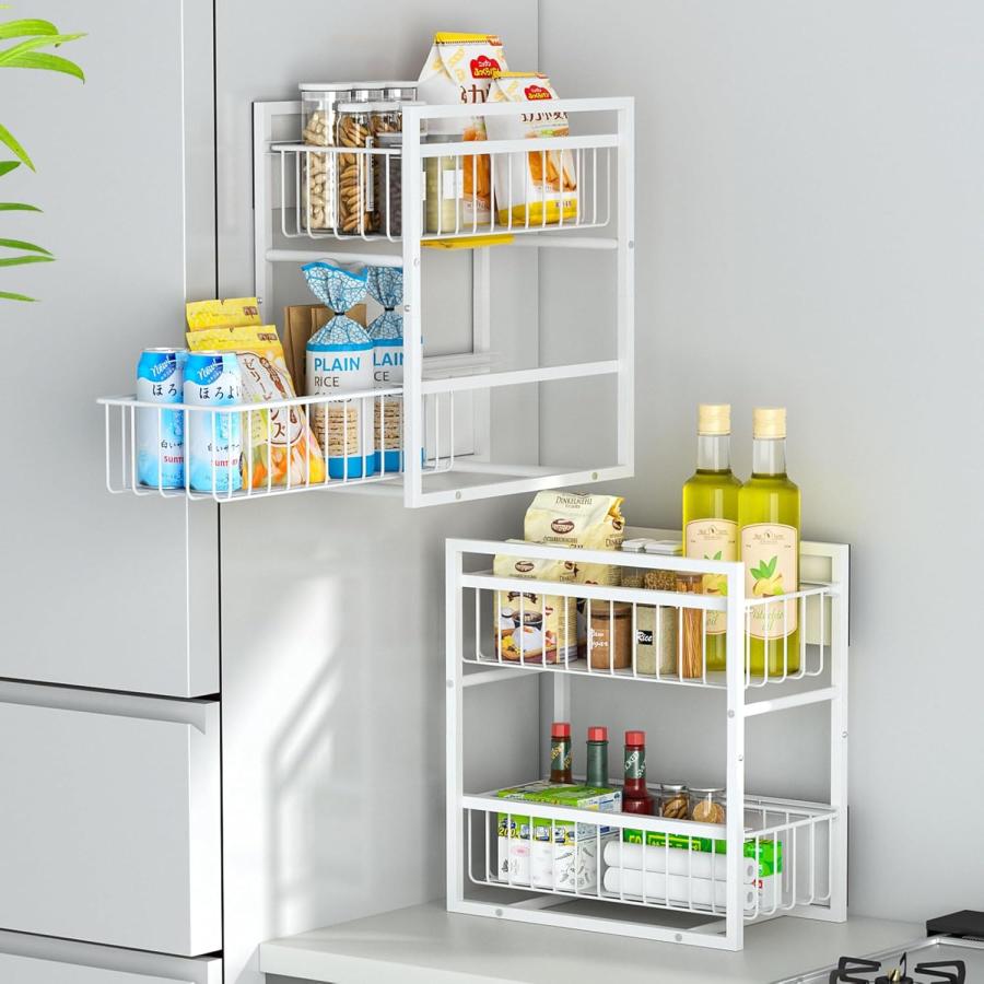 キッチン マグネット 収納 2段 引き出しラック 【耐荷重40kg・2Way置き