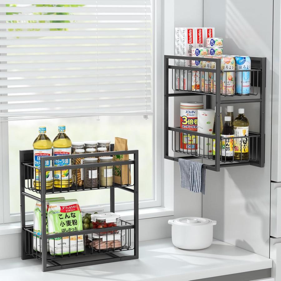 【新品 送料無料】引き出し付きシェルフ　全２色　収納ラック　キッチンラック　収納 引き出し 2段 ウッドシェルフ専用 ※本体別売 山善 | 山善ビズコム