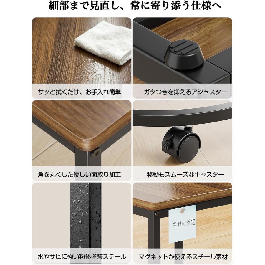 ローテーブル3Way 2個セット 正方形 円形 ウォールナット調 キャスター付 ネストテーブル 2個セット ローテーブル 3Way 正方形 円形 センター