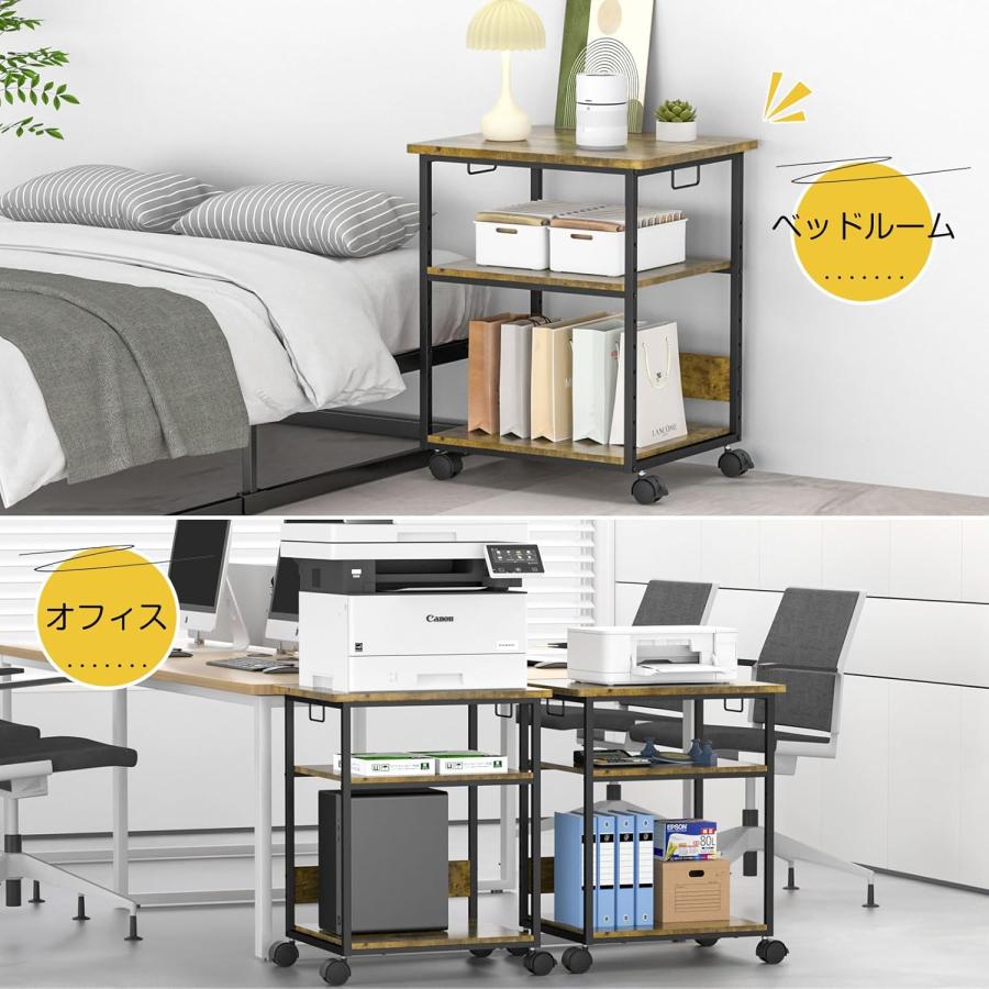 パソコンラック プリンター台 キャスター ナチュラルなデザイン デスクサイドワゴン pc パソコンワゴン cpuワゴン キャスター