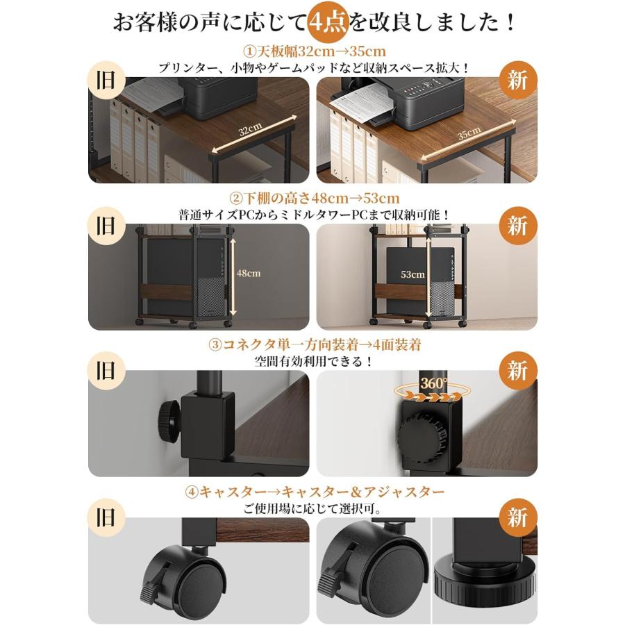 パソコンワゴン 60×35×67.5〜95cm昇降式 PCワゴン サイドデスク パソコンワゴン 60×35×67.5〜95cm昇降式 PCワゴン サイドデスク