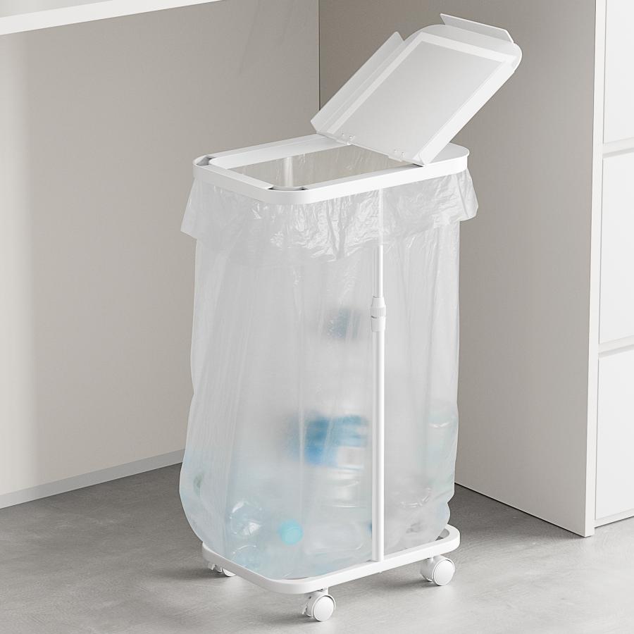 ゴミ袋ホルダー 20L〜90L対応 縦開き 高さ伸縮可 ゴミ箱 蓋付き におい