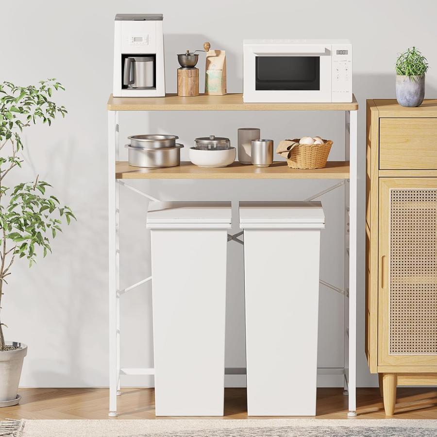 【マコ】ゴミ箱上電子レンジ収納キッチンラック ゴミ箱上ラック キッチンラック W80×D40×H100cm 棚高さ5段調整 レンジ