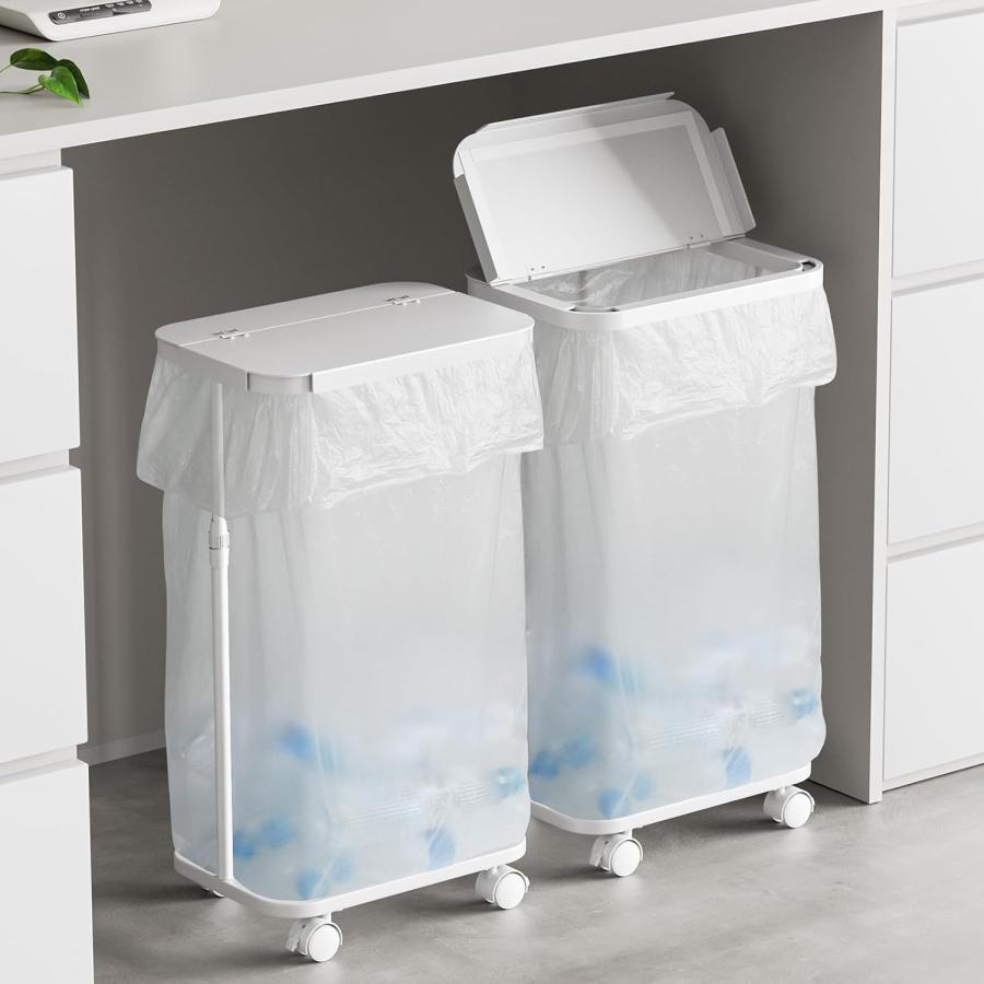 ゴミ袋ホルダー フタ付き 横開き 2点セット 高さ調整W33.5×D22.5×H