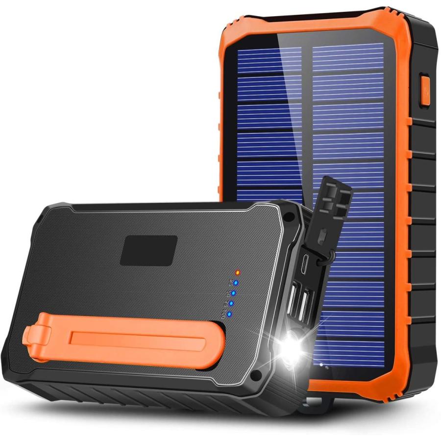 手回し充電器 12000mAh 大容量 ソーラーチャージャー モバイルバッテリー LED高輝度ライト付き 2 USB出力ポート太陽光発電充電  :tz-8hm1kc1l:TTZ SHOP - 通販 - Yahoo!ショッピング