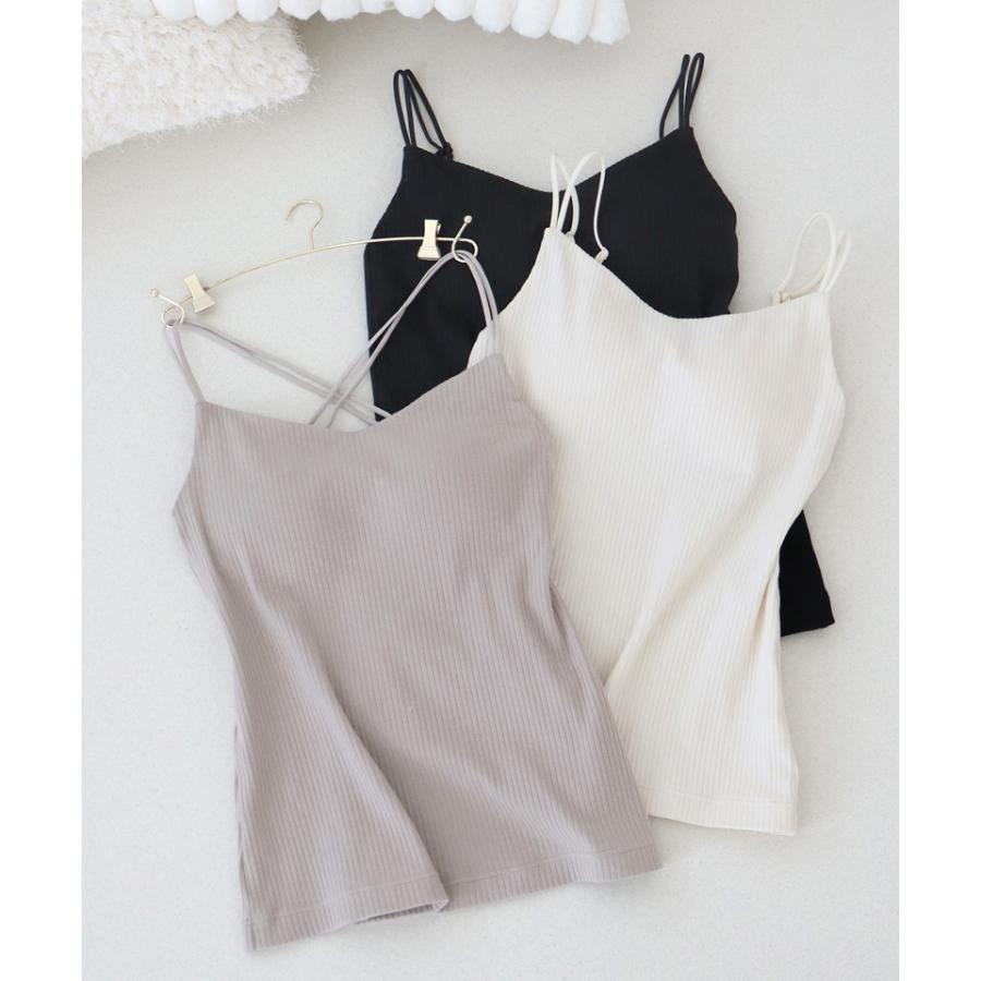 ブラトップ ノンワイヤー ブラキャミ 浅V型 3WAYストラップ ナチュ盛り ブラモネ リブキャミソール カップ付きインナー 部屋着 ツーハッチ | tu-hacci | 22