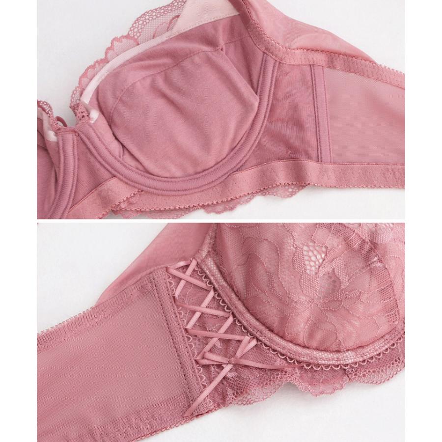 下着女性 ブラジャー《BraJelly》ピオニーレースアップブラ 脇高 苦しくない かわいい  ブラ単品 ツーハッチ | tu-hacci | 23