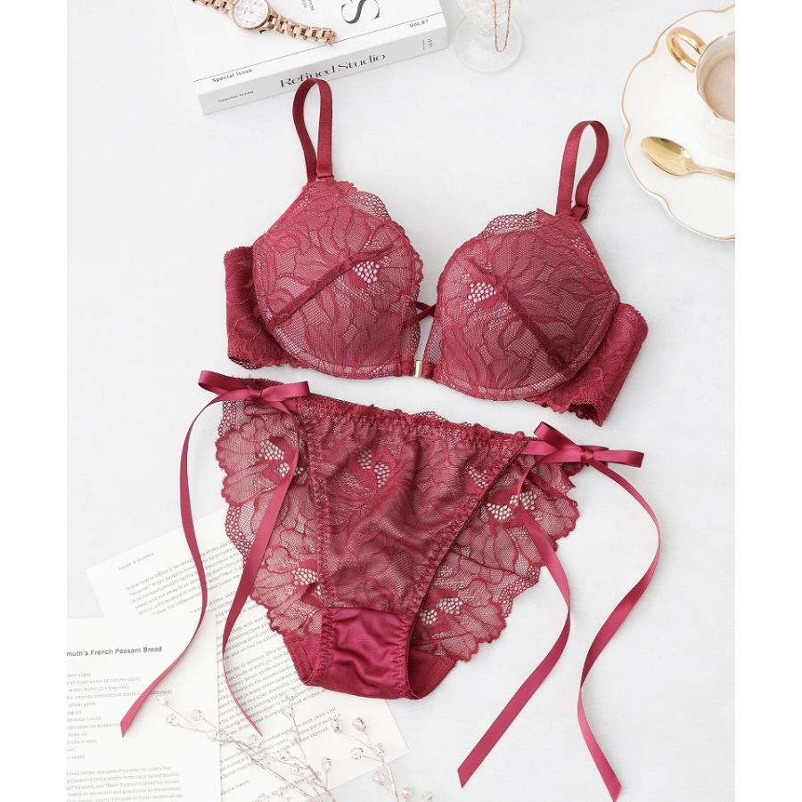 ピンク レースブラジャー ホック式 ~Lサイズ~ tu-hacci（ツーハッチ） 下着女性 上下セット ブラジャー ショーツ