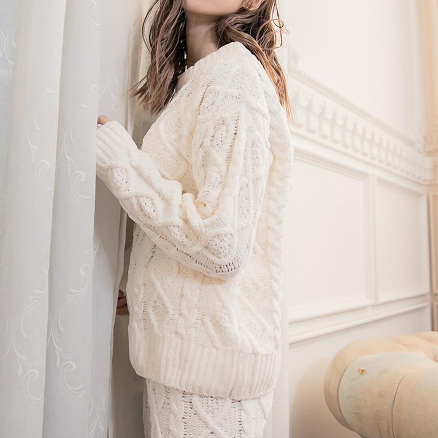 ルームウェア クルーネックケーブルニットセットアップ 上下セット 4color ホワイト ベビーピンク サックスブルー ボーダー Tu Hacci R214 Tu Hacci ツーハッチ 通販 Yahoo ショッピング