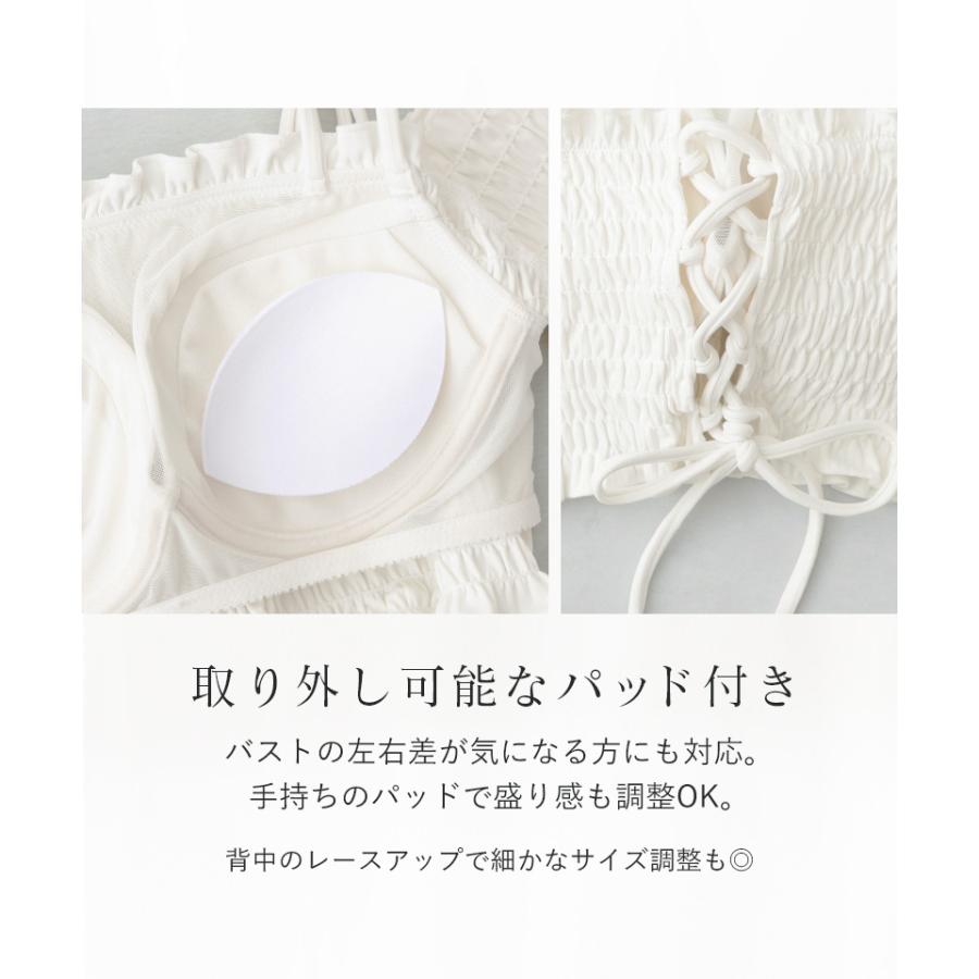 ≪2cup盛り≫水着 ビキニ 上下 3点 セット ブラモネ 盛れる プール 海 レジャー オフショル オフショルダー ブラモネ ツーハッチの画像