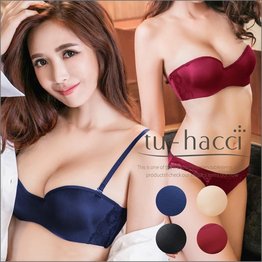 オフショル インナー サイドレースシームレスブラ ショーツセット4colorブラック ネイビー ワイン ベージュ U93 Tu Hacci ツーハッチ 通販 Yahoo ショッピング