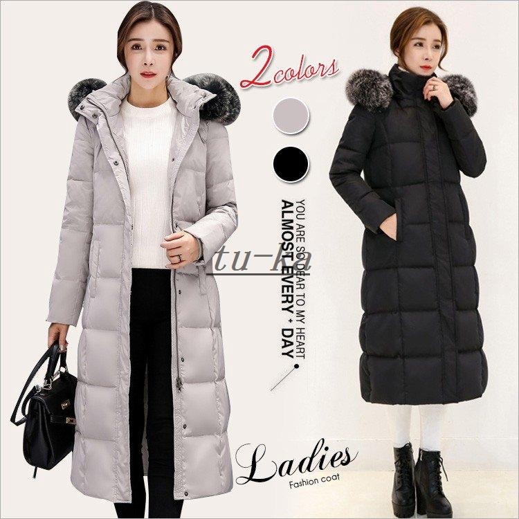 ダウンコート レディース カジュアル ダウンジャケット フード付き 防寒 厚手 アウター スリム ファッション レディース Tu Ka アウター カジュアル ジャケット ロング丈