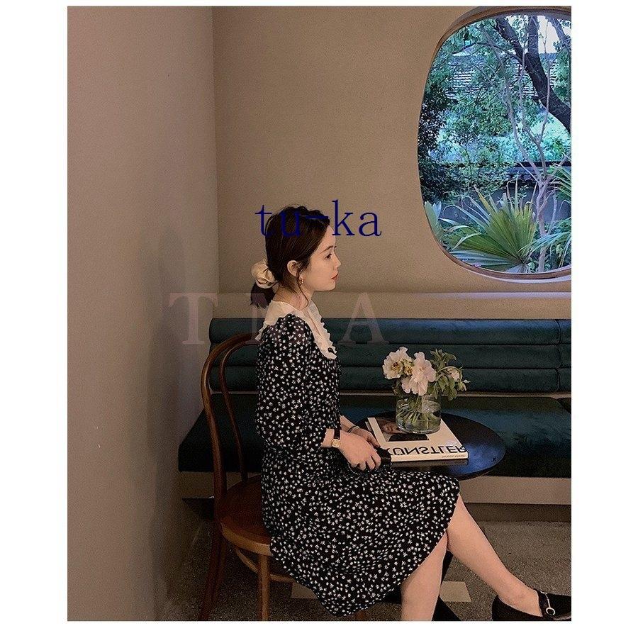 ワンピース ショット レディース ミニ丈ワンピース おしゃれ 黒ワンピ 花柄ワンピース 着痩せ 韓国風 結婚式 秋 注目