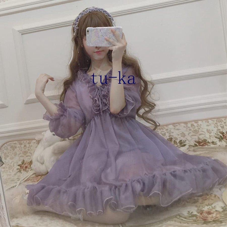 最高 Hinanaqueena 青 紫 Lolita ロリータ ロリィタ Rococo ひざ丈ワンピース Www Indiashopps Com