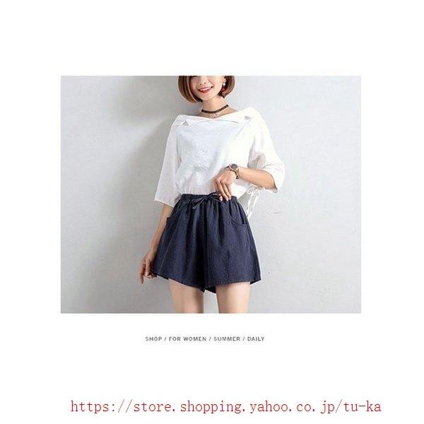 レディース ショートパンツ ハイウエストパンツ Kl 無地 ウエストゴム ゆったり ワイドパンツ ルームウェア ボトムス ハーフパンツ 登場 超歓迎された