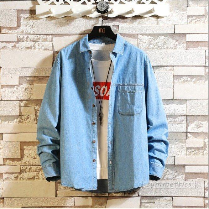 最安値に挑戦 メンズ デニムシャツ 長袖 秋 春 トップス 長袖シャツ ワークシャツ カジュアルシャツ シャツ 長袖 サイズ M Www Fintxt Nl