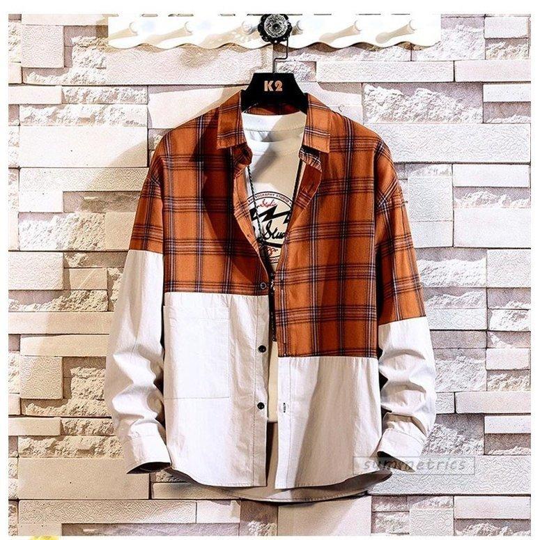 カジュアルシャツ メンズ おしゃれ 長袖シャツ チェックシャツ 切り替え トップス 30代 40代 春服 17春の新作