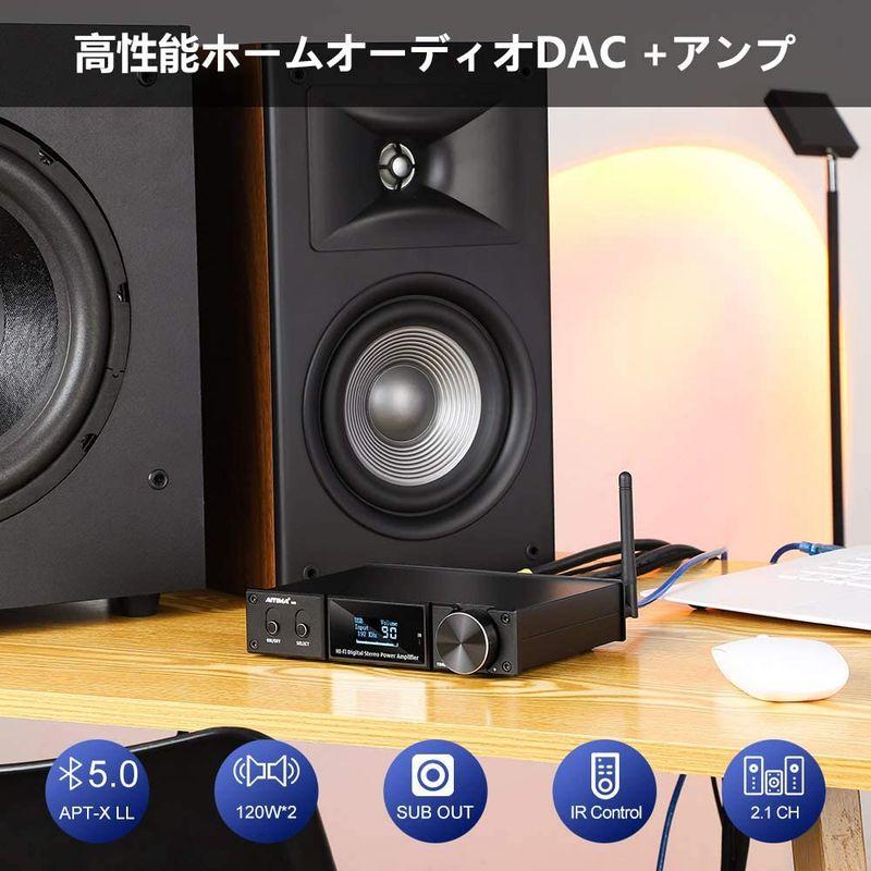 AIYIMA Bluetooth5.0 サウンドアンプ 120W×2 HIFI 2.1チャネル