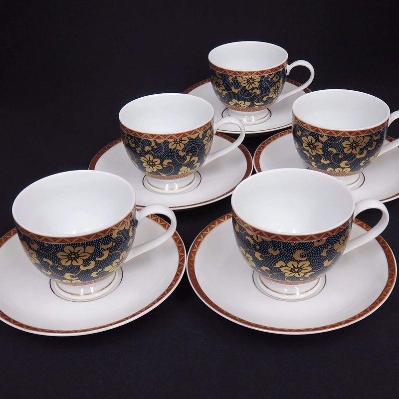 人気ブラドン 九谷焼 コーヒーカップセット 5客 食器 青粒鉄仙 ブランド品 陶器 日本製 食器、グラス、カトラリー 
