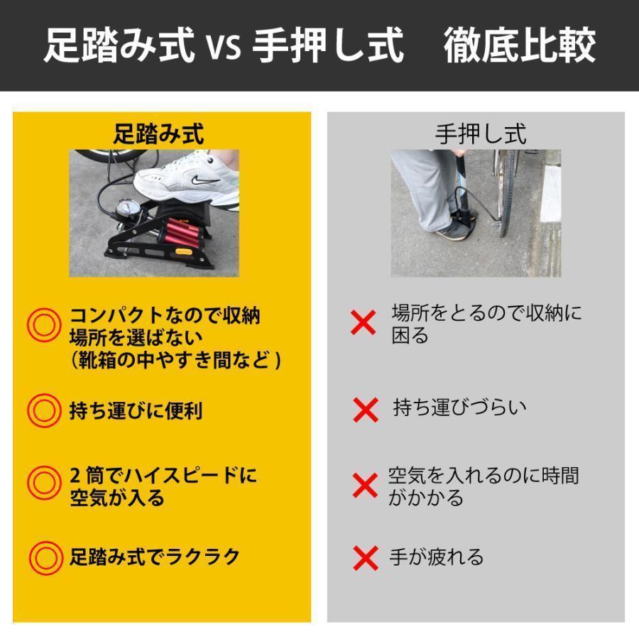 空気入れ 自転車 仏式 英式 米式 電動自転車 ゲージ 2筒 足踏み フットポンプ ボール 浮き輪 プール アダプター 携帯 持ち運び 軽量｜tubamenami-store｜05