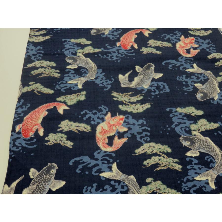 サザンクロス 鯉に松 ネイビー 和柄ドビー生地 布地 浴衣 ゆかた 甚平