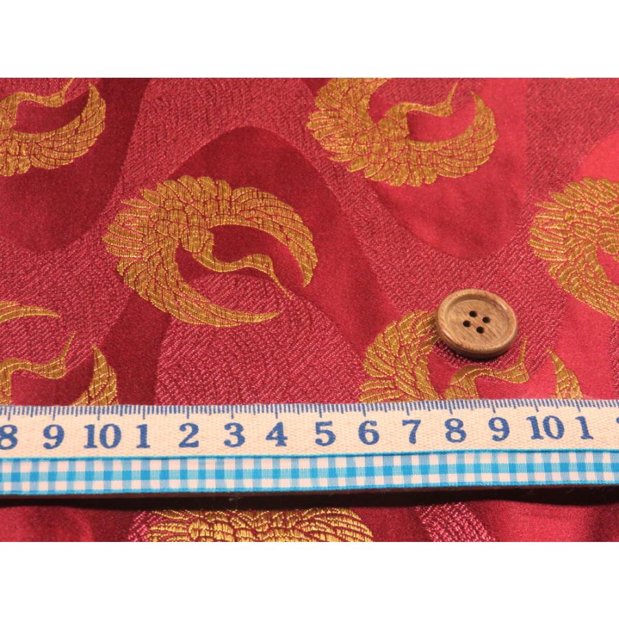 1m単位 アウトレット50% 鶴ツル エンジ サテンジャガード生地 布地