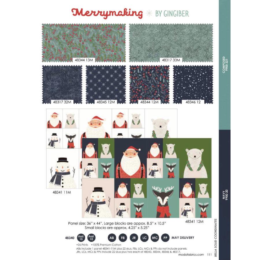 MODA（モダ）カットクロス42枚セット 15 Merrymaking-48340 生地 布地 パッチワーク はぎれ 素敵 小物つくり 花柄 ...