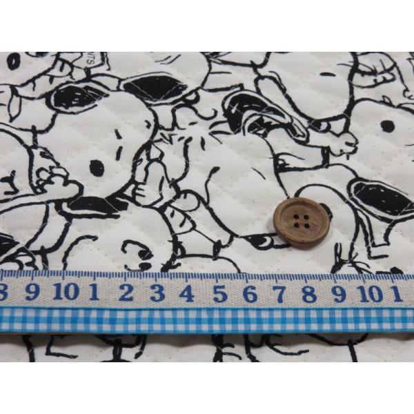 SNOOPY（スヌーピー） モノクロ オフ オックス キルト生地