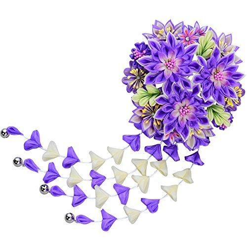 開店祝い つまみ細工 髪飾り 紫 菊 梅 かんざし 成人式 振袖 卒業式 浴衣 着物 和装 工場直送 Regionmarket Store