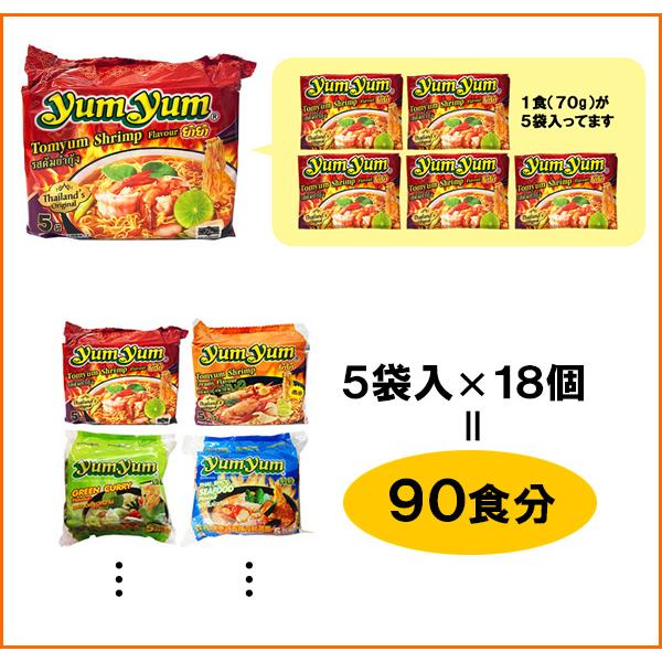 18個セット ヤムヤム・タイラーメン 5袋入×6個×3ケース(18個) トムヤムクンラーメン HALAL認証 送料無料｜tucano｜03