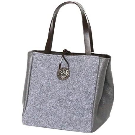 全国宅配無料 アルマトヌッティ Alma Tonutti ボタン付きレザーコンビウールバッグ パールグレー ブラック 公式限定新作 送料無料 Kpiss Fm