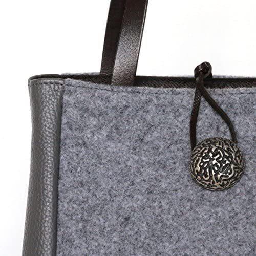 全国宅配無料 アルマトヌッティ Alma Tonutti ボタン付きレザーコンビウールバッグ パールグレー ブラック 公式限定新作 送料無料 Kpiss Fm