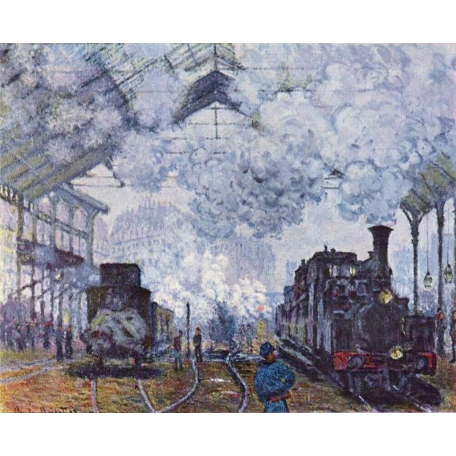 サン＝ラザール駅 クロード・モネ ドライ Tシャツ 名画 蒸気機関車