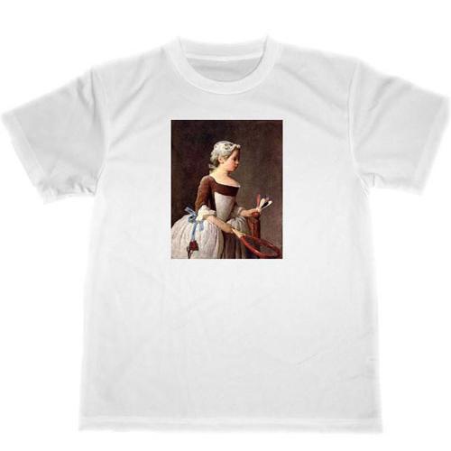 ジャン・シメオン・シャルダン　ドライ　Tシャツ　名画　絵画　アート　グッズ　ラケットを持つ少女｜tuge9999-happy
