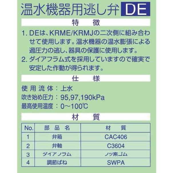 湯水器用逃がし弁　 KKK 兼工業 DE-20  吹き始め圧力95kPa設定品（標準設定品）｜tugiteyasan｜02