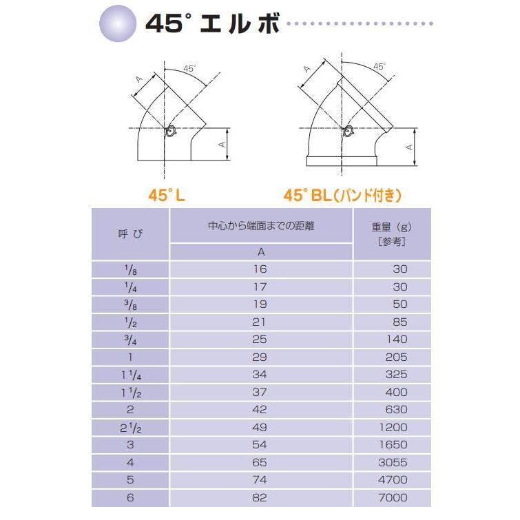 現場屋さん 白ガス管用継手 45度エルボ Φ100A(4