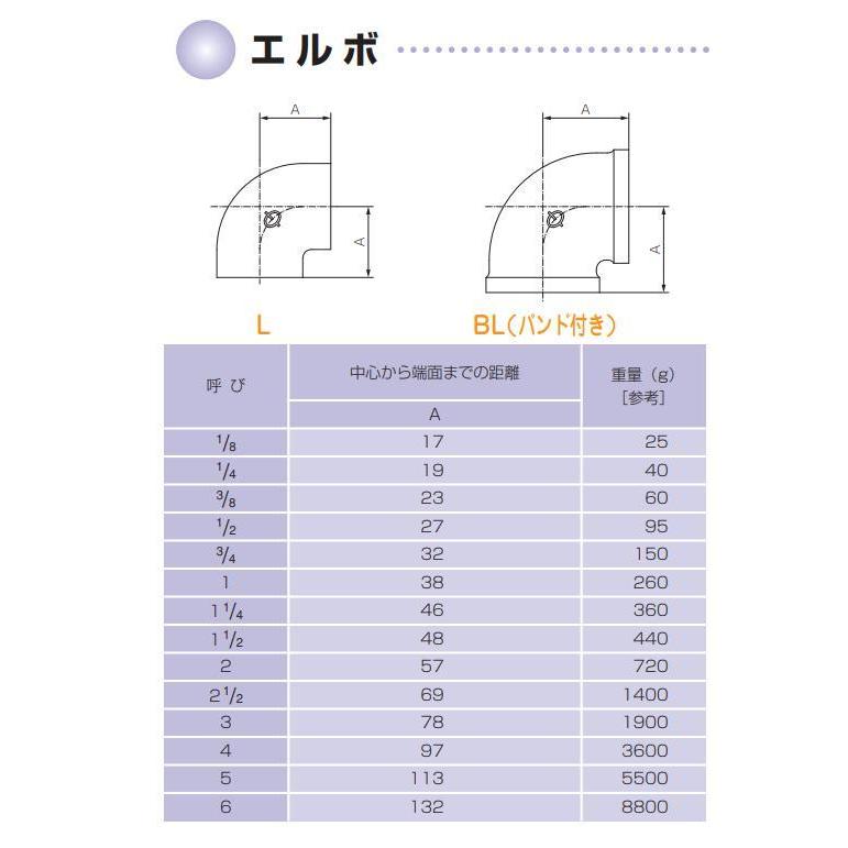 現場屋さん 白ガス管用継手 エルボ Φ100A(4