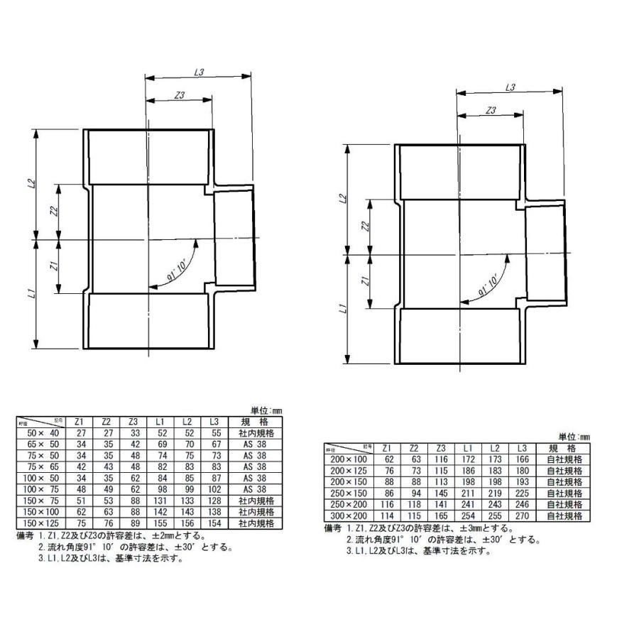 現場屋さん 排水用 塩ビ DV継手 VU違径チーズ 200×100 : 現場屋