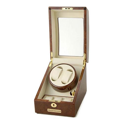 Royal hausen ロイヤルハウゼン ワインダー ワインディングマシーン 2本巻 時計収納(3本収納) 上品な高級感 モダンデザインの画像