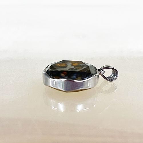 TENKAPAS ケニア産 セイムチャン隕石 パラサイト ペンダント 20mm ネックレス スネークチェーン付き p9501-20の画像