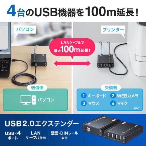 サンワサプライ USB2.0エクステンダー 100m延長 4ポート USB-EXSET4_1