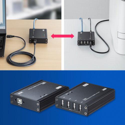 サンワサプライ USB2.0エクステンダー 100m延長 4ポート USB-EXSET4_2