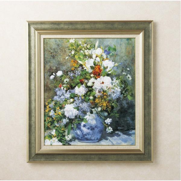 名画額縁 フレームセット F10号 ルノワール 「花瓶の花」 690×615×38mm 壁掛けひも付き ストーングレーフレームの画像
