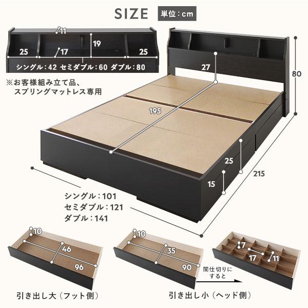 ベッド ダブル 海外製ボンネルコイルマットレス付き 両面仕様 ブラウン