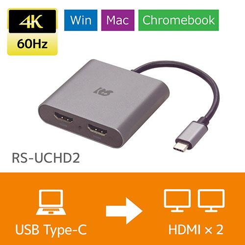 ラトックシステム USB Type-C to デュアルHDMIディスプレイアダプター  RS-UCHD2｜tuhan-station｜02