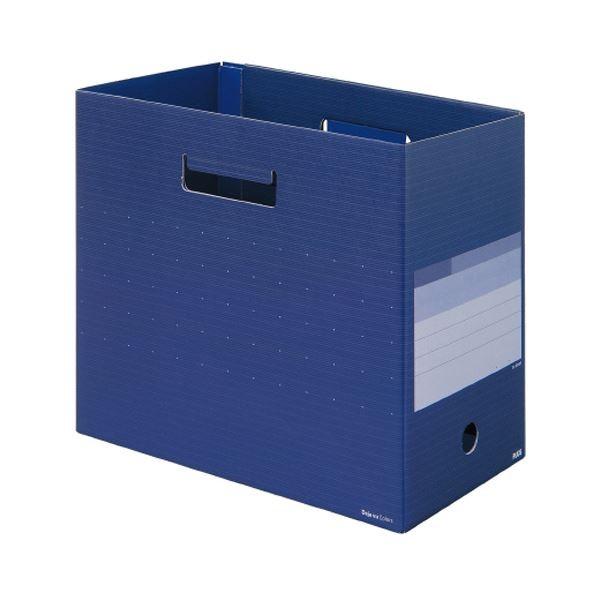 （まとめ）プラス デジャヴカラーズシリーズボックスファイル ワイド A4ヨコ 背幅160mm ネイビーブルー FL-024BFNB 1冊 〔×20セット〕